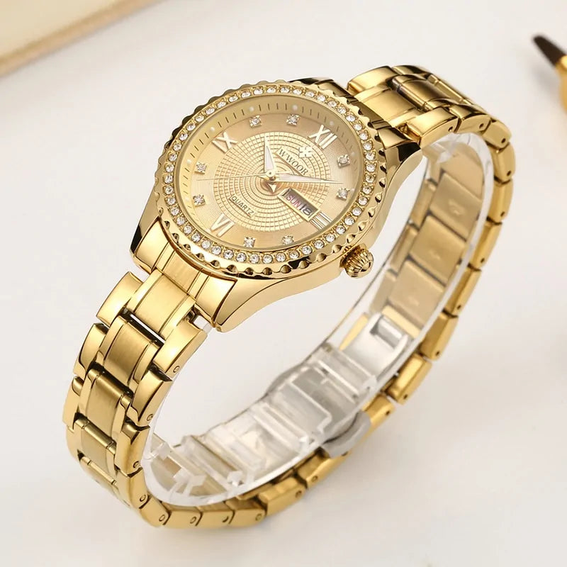 Dimor Diamond Damesmode Gouden Quartz Horloge