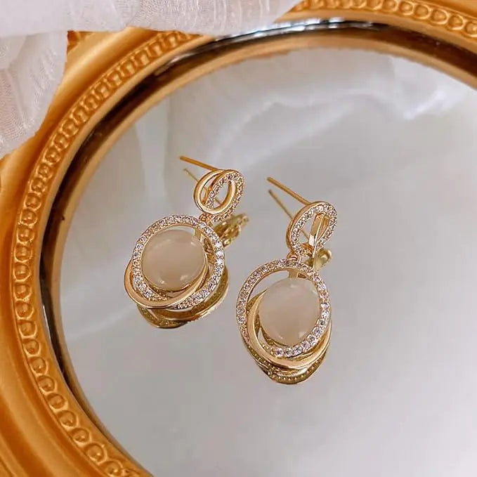 Dimor Circular Gold Drop Earrings