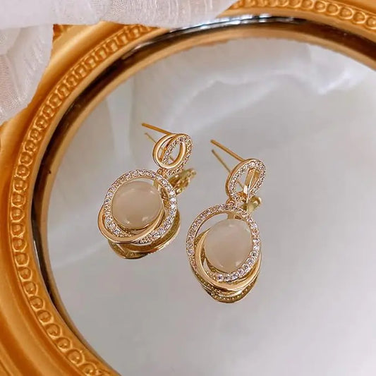 Dimor Circular Gold Drop Earrings