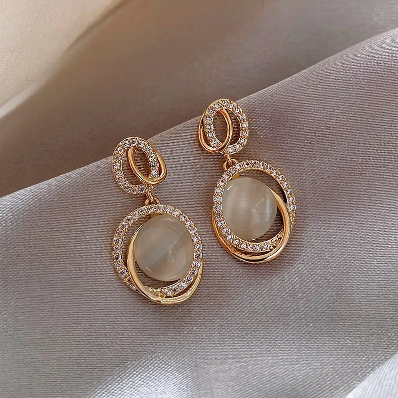 Dimor Circular Gold Drop Earrings