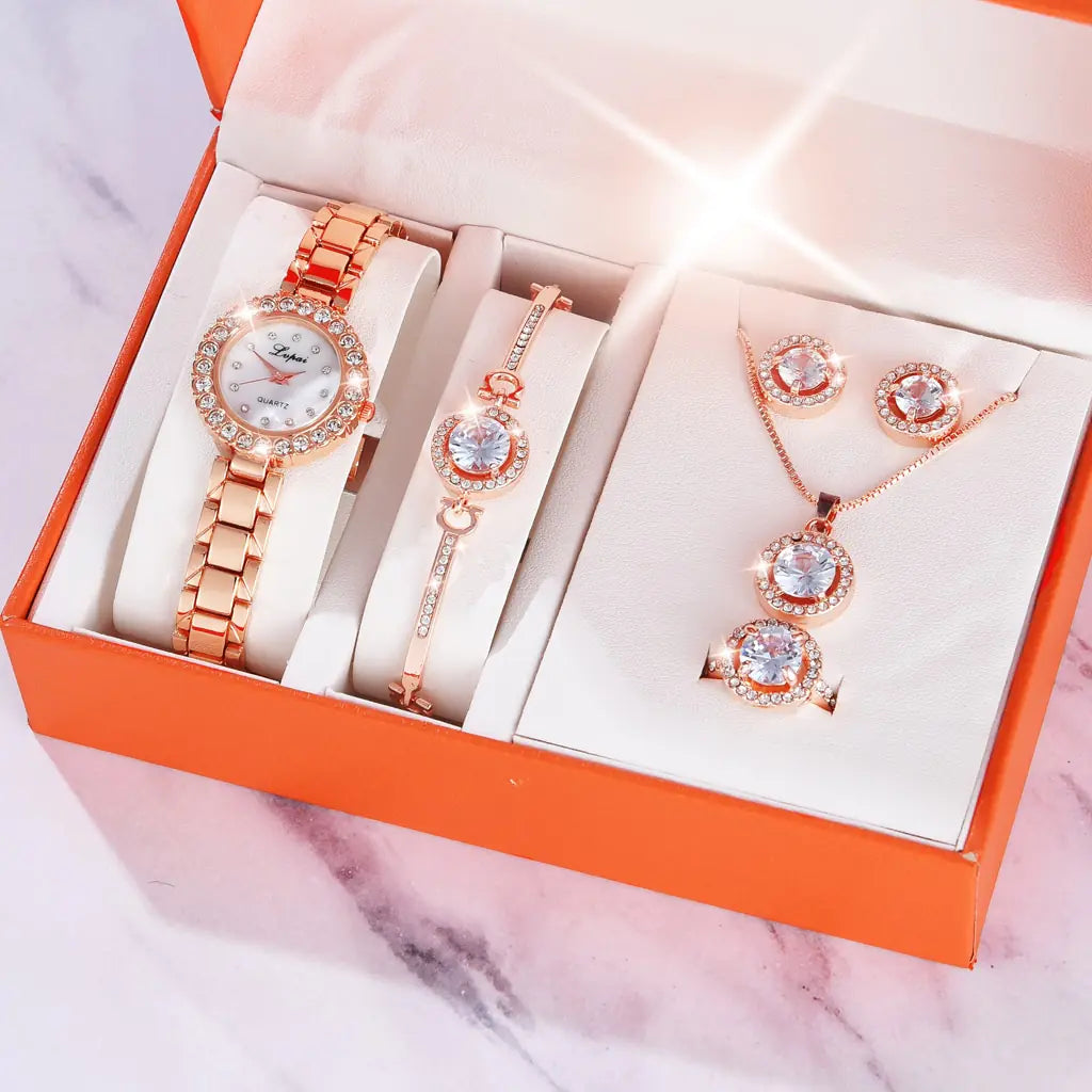 Dimor Roségouden kwartshorloges  Diamond set